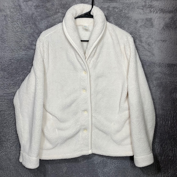 Jaclyn Intimates Sweaters - Jaclyn Intimates Women's Fleece Jacket Size M White Button Front Cozy Sherpa 100